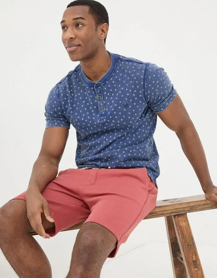 Men FatFace Shorts Cambourne Jersey Shorts Washed Red