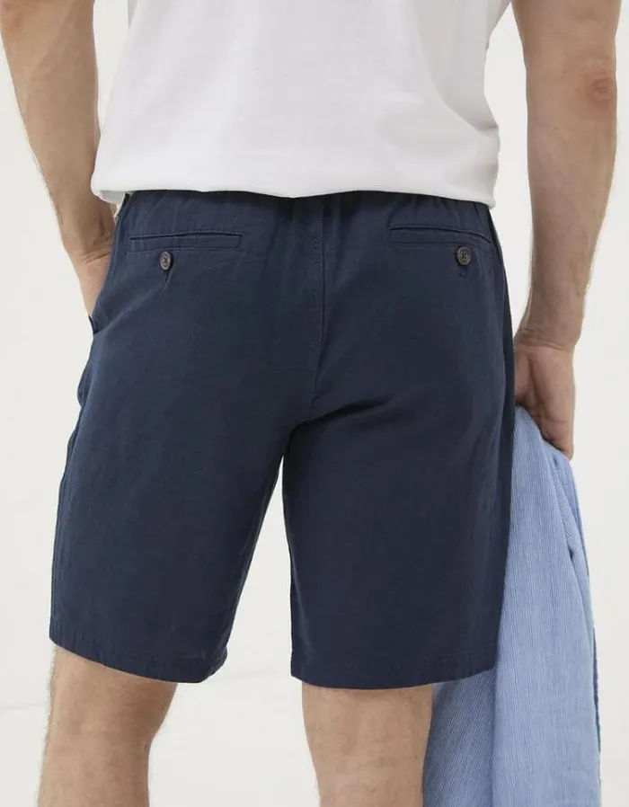 Men FatFace Shorts Seaton Linen Pull On Shorts Navy