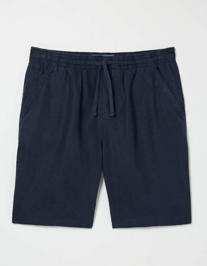 Men FatFace Shorts Seaton Linen Pull On Shorts Navy