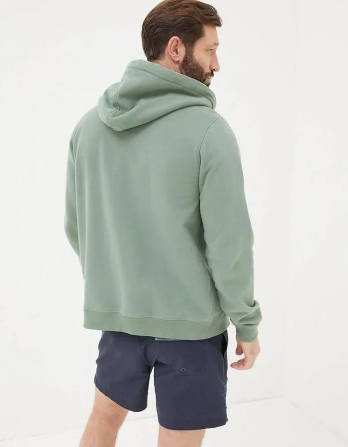 Men FatFace Sweatshirts and Hoodies Brooke Chest Stripe Zip Through Hoodie Light Green