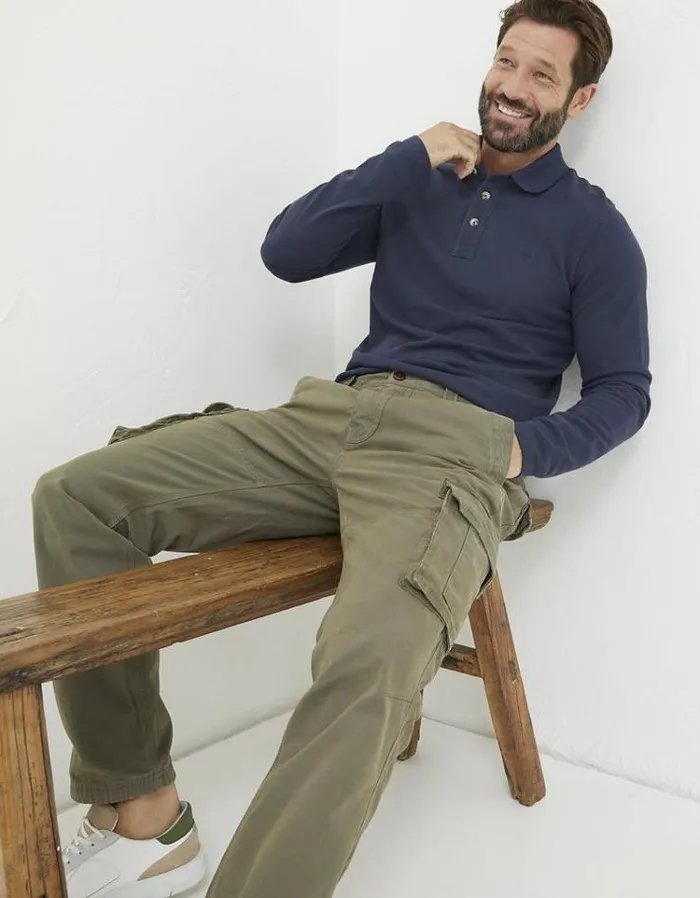 Men FatFace Tall Collection Breakyard Cargo Pants Olive Green