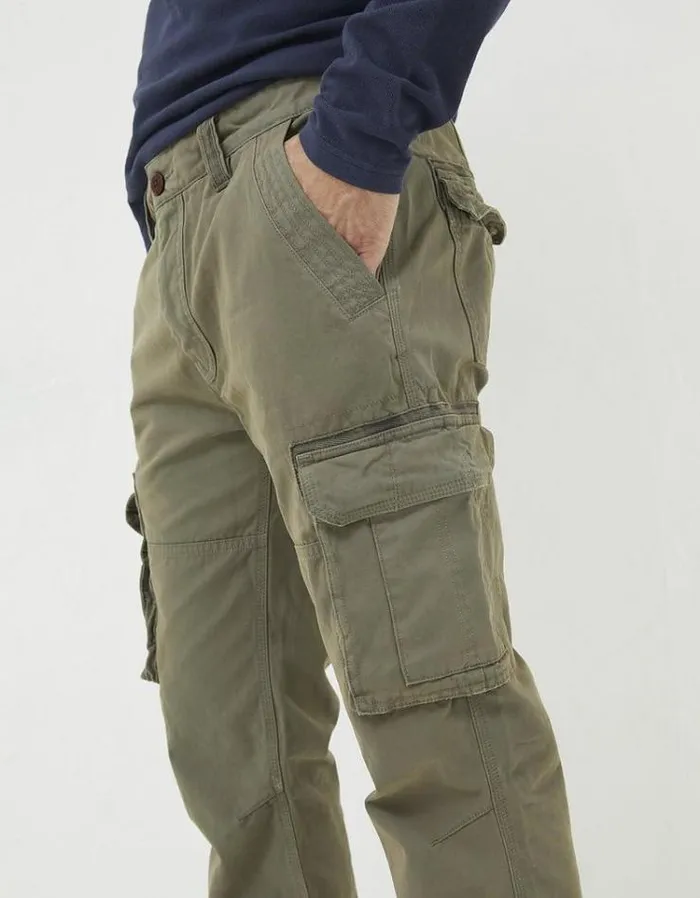 Men FatFace Tall Collection Breakyard Cargo Pants Olive Green