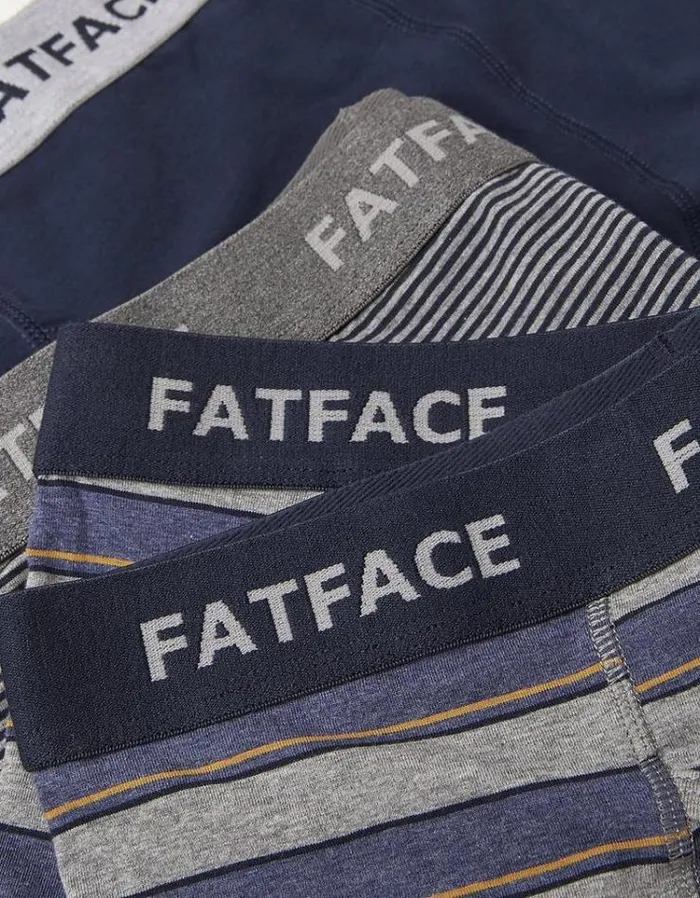 Men FatFace Underwear and Socks 3 Pack Stockbridge Stripe Boxers Navy