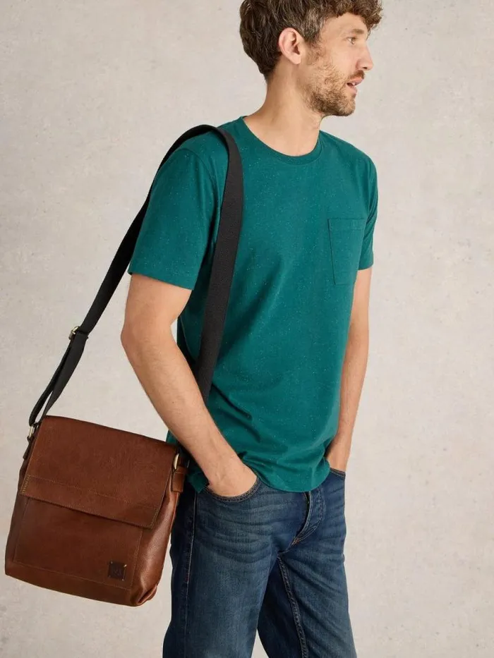 Men Frankie Leather Crossbody Bag Mid Tan White Stuff Bags