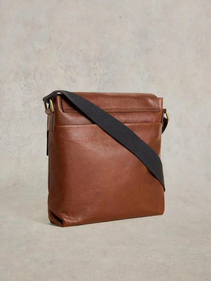 Men Frankie Leather Crossbody Bag Mid Tan White Stuff Bags