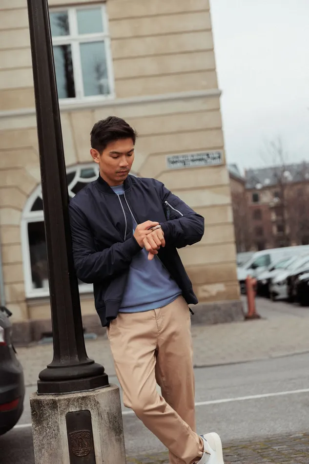 Men Jackets MOS MOSH MMGCain Bomber Jacket Navy Men Jackets MOS MOSH MMGCain Bomber Jacket Navy