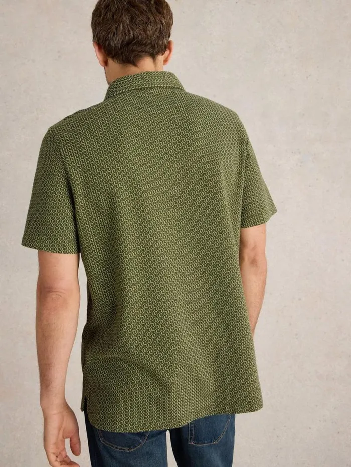 Men Jacquard Polo Khaki Green White Stuff Polo Shirts Men Jacquard Polo Khaki Green White Stuff Polo Shirts