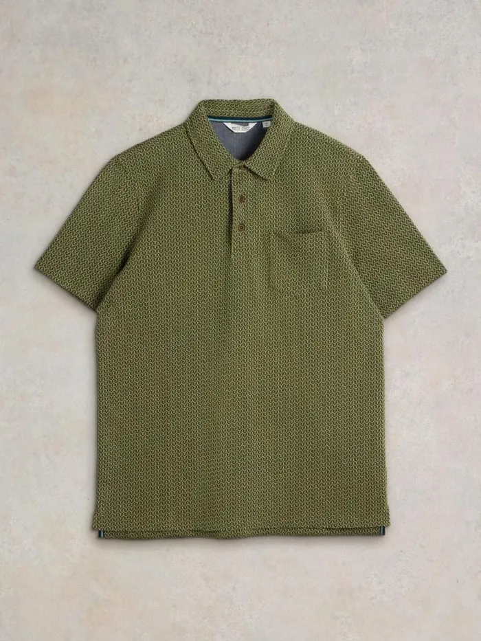 Men Jacquard Polo Khaki Green White Stuff Polo Shirts Men Jacquard Polo Khaki Green White Stuff Polo Shirts