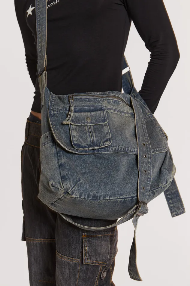 Men Jaded London Shop Stellar Denim Messenger Bag Bestsellers