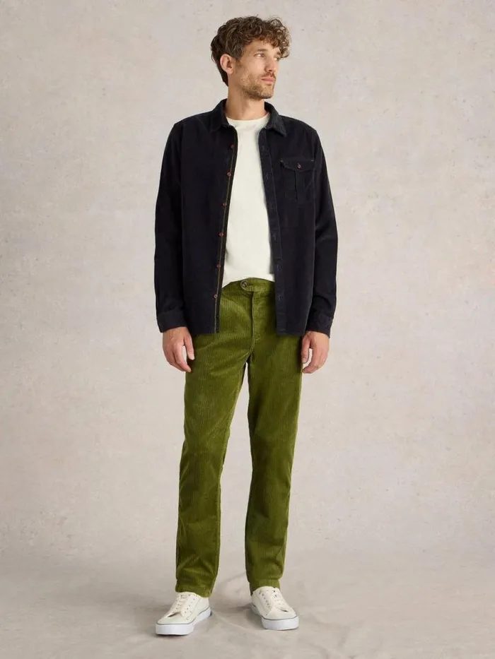 Men Kimber Cord Trouser Khaki Green White Stuff Trousers