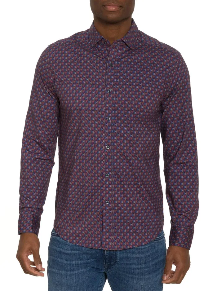 Men Long Sleeve Button Down Shirts Robert Graham BARRONE MOTION LONG SLEEVE KNIT BUTTON DOWN SHIRT Multi