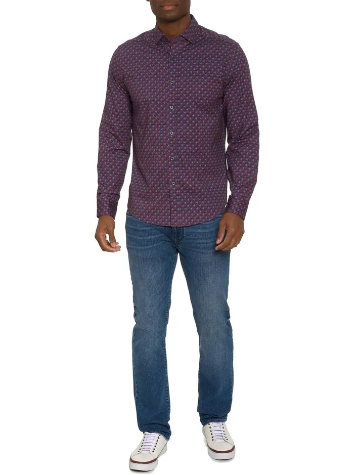 Men Long Sleeve Button Down Shirts Robert Graham BARRONE MOTION LONG SLEEVE KNIT BUTTON DOWN SHIRT Multi