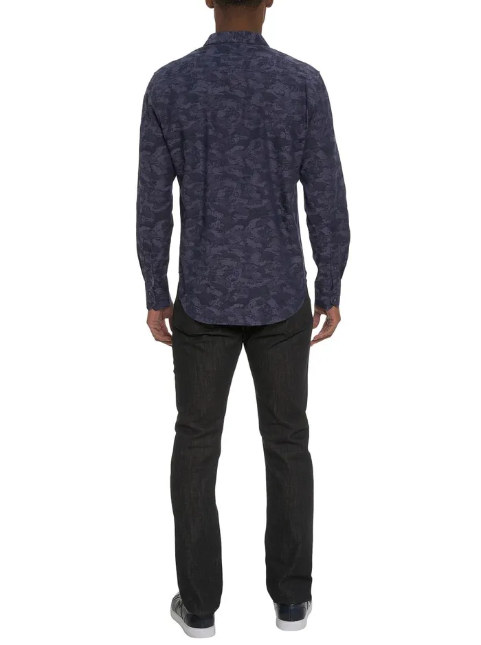 Men Long Sleeve Button Down Shirts Robert Graham JUNK YARD LONG SLEEVE BUTTON DOWN SHIRT Navy