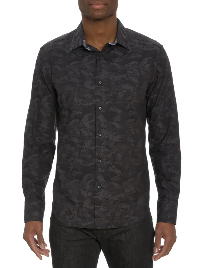 Men Long Sleeve Button Down Shirts Robert Graham JUNK YARD LONG SLEEVE BUTTON DOWN SHIRT Navy
