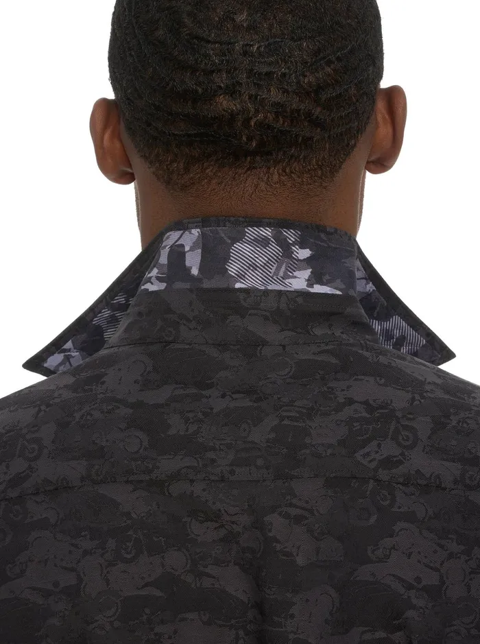Men Long Sleeve Button Down Shirts Robert Graham JUNK YARD LONG SLEEVE BUTTON DOWN SHIRT Navy