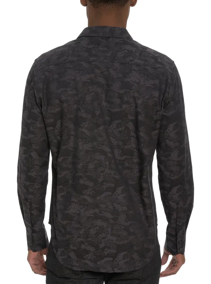 Men Long Sleeve Button Down Shirts Robert Graham JUNK YARD LONG SLEEVE BUTTON DOWN SHIRT Navy