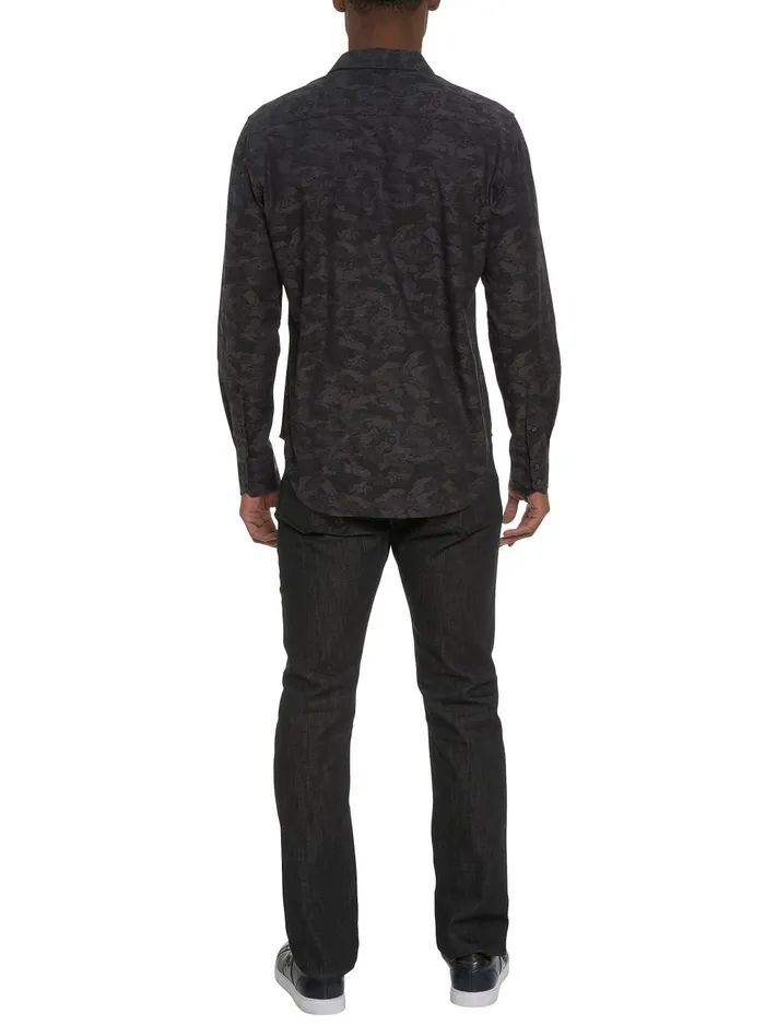 Men Long Sleeve Button Down Shirts Robert Graham JUNK YARD LONG SLEEVE BUTTON DOWN SHIRT Navy