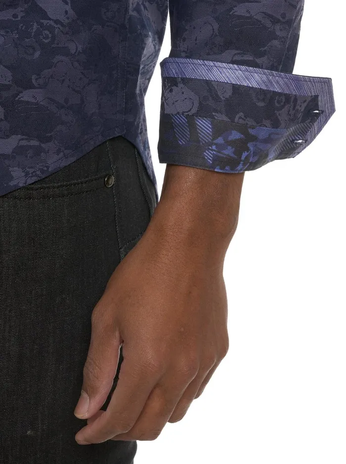Men Long Sleeve Button Down Shirts Robert Graham JUNK YARD LONG SLEEVE BUTTON DOWN SHIRT Navy