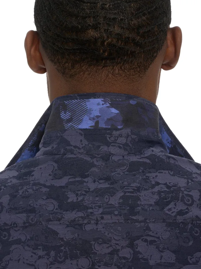Men Long Sleeve Button Down Shirts Robert Graham JUNK YARD LONG SLEEVE BUTTON DOWN SHIRT Navy