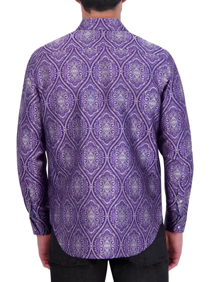 Men Long Sleeve Button Down Shirts Robert Graham LIMITED EDITION SOVEREIGNTY LONG SLEEVE BUTTON DOWN SHIRT Blue