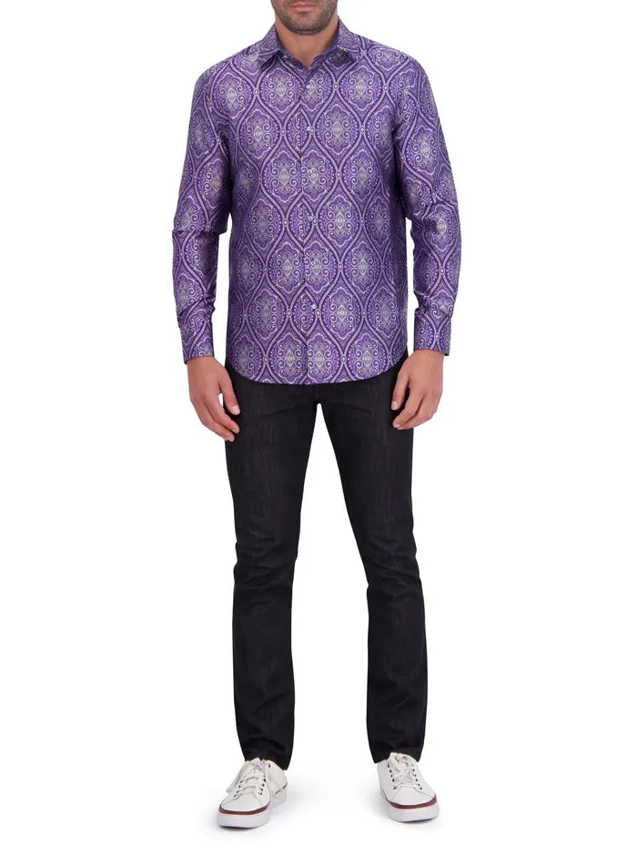Men Long Sleeve Button Down Shirts Robert Graham LIMITED EDITION SOVEREIGNTY LONG SLEEVE BUTTON DOWN SHIRT Blue