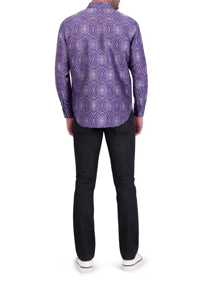 Men Long Sleeve Button Down Shirts Robert Graham LIMITED EDITION SOVEREIGNTY LONG SLEEVE BUTTON DOWN SHIRT Blue