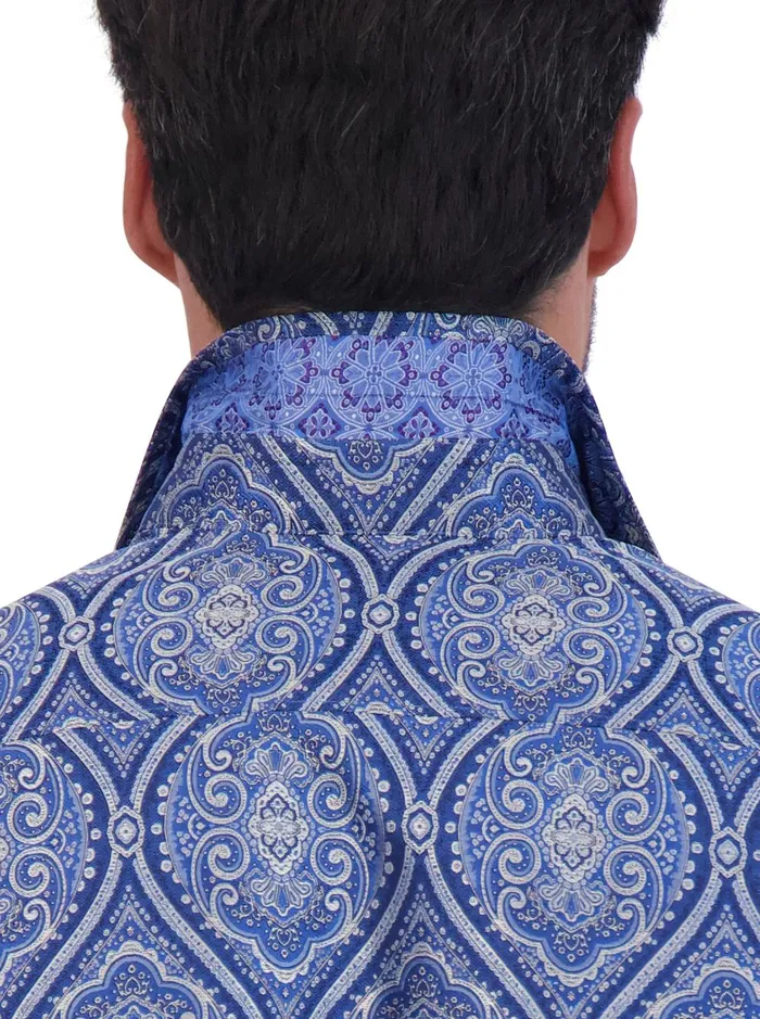 Men Long Sleeve Button Down Shirts Robert Graham LIMITED EDITION SOVEREIGNTY LONG SLEEVE BUTTON DOWN SHIRT Blue