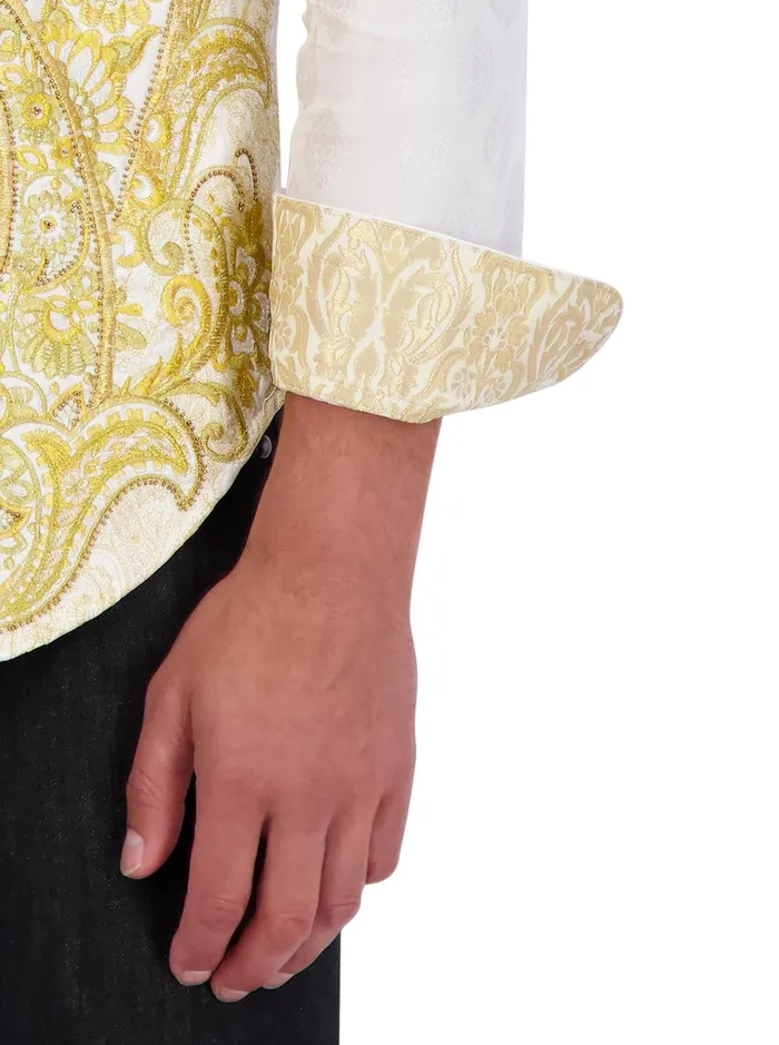 Men Long Sleeve Button Down Shirts Robert Graham LIMITED EDITION THE 24 KARAT LONG SLEEVE BUTTON DOWN SHIRT White