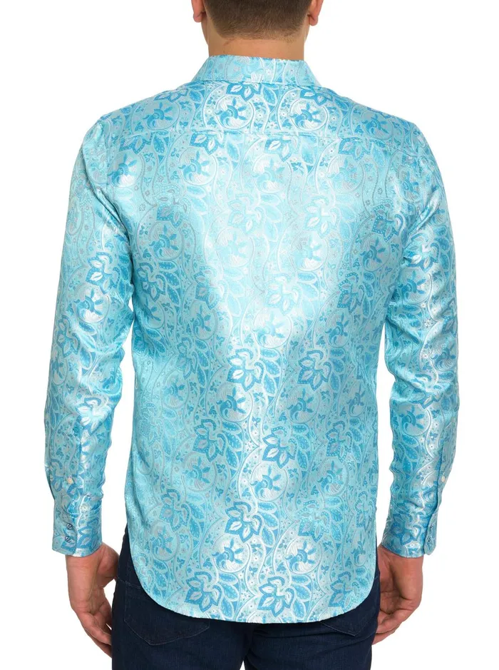 Men Long Sleeve Button Down Shirts Robert Graham LIMITED EDITION THE BLUE EYES LONG SLEEVE BUTTON DOWN SHIRT Light Blue