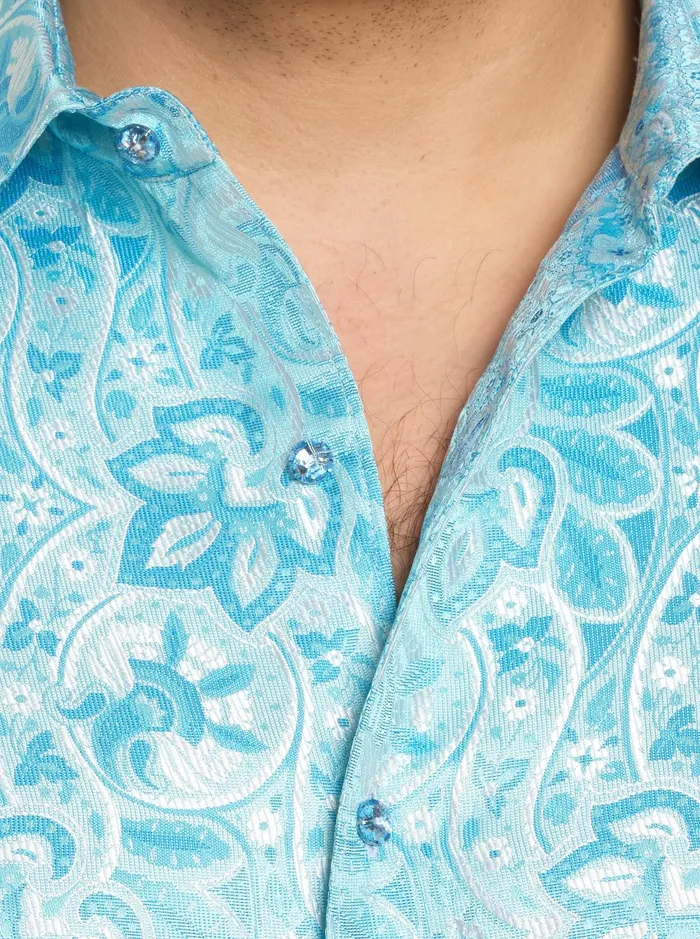 Men Long Sleeve Button Down Shirts Robert Graham LIMITED EDITION THE BLUE EYES LONG SLEEVE BUTTON DOWN SHIRT Light Blue