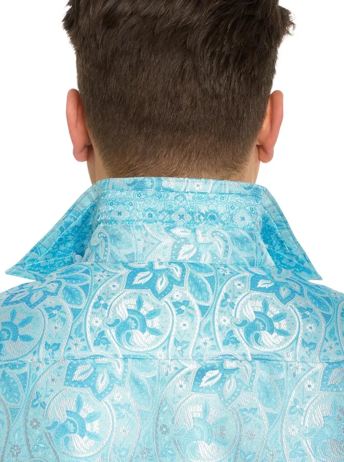 Men Long Sleeve Button Down Shirts Robert Graham LIMITED EDITION THE BLUE EYES LONG SLEEVE BUTTON DOWN SHIRT Light Blue