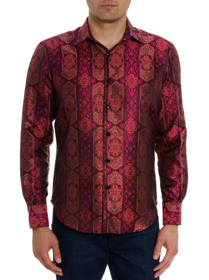 Men Long Sleeve Button Down Shirts Robert Graham LIMITED EDITION THE HIGH RENOWN BUTTON DOWN SHIRT Magenta