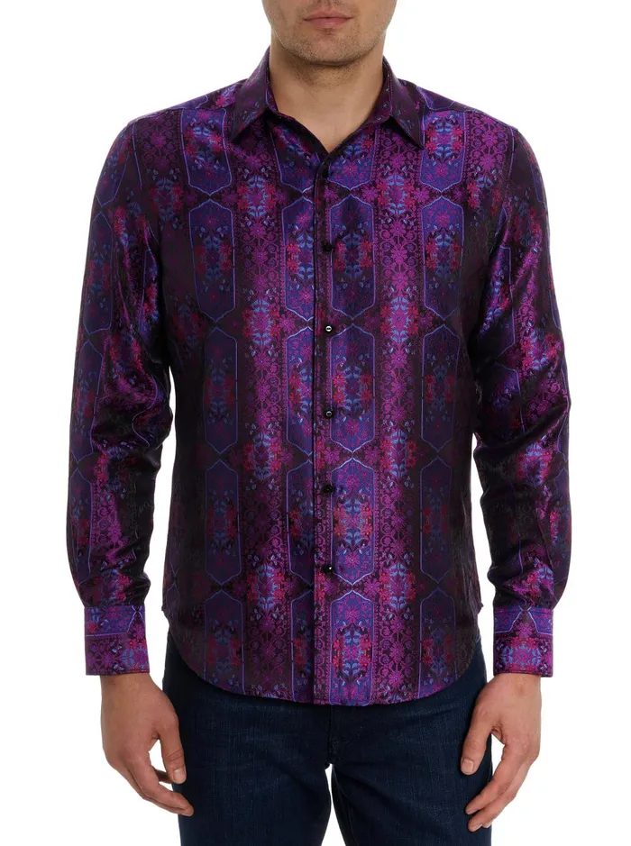 Men Long Sleeve Button Down Shirts Robert Graham LIMITED EDITION THE HIGH RENOWN BUTTON DOWN SHIRT Magenta