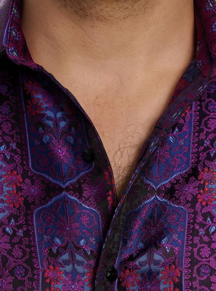 Men Long Sleeve Button Down Shirts Robert Graham LIMITED EDITION THE HIGH RENOWN BUTTON DOWN SHIRT Magenta