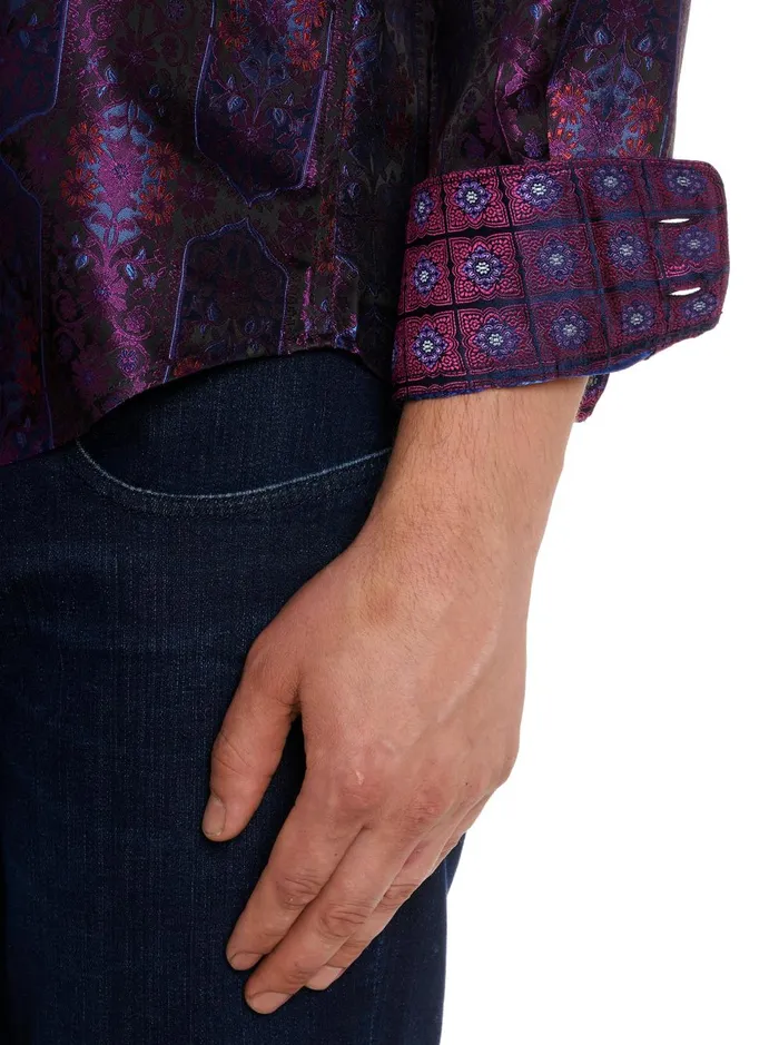 Men Long Sleeve Button Down Shirts Robert Graham LIMITED EDITION THE HIGH RENOWN BUTTON DOWN SHIRT Magenta