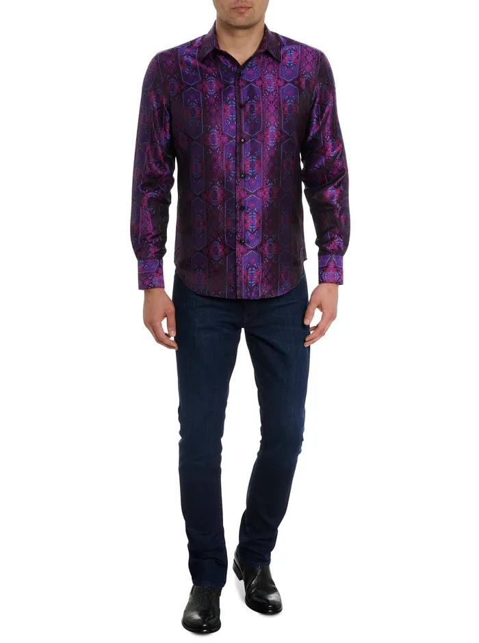 Men Long Sleeve Button Down Shirts Robert Graham LIMITED EDITION THE HIGH RENOWN BUTTON DOWN SHIRT Magenta