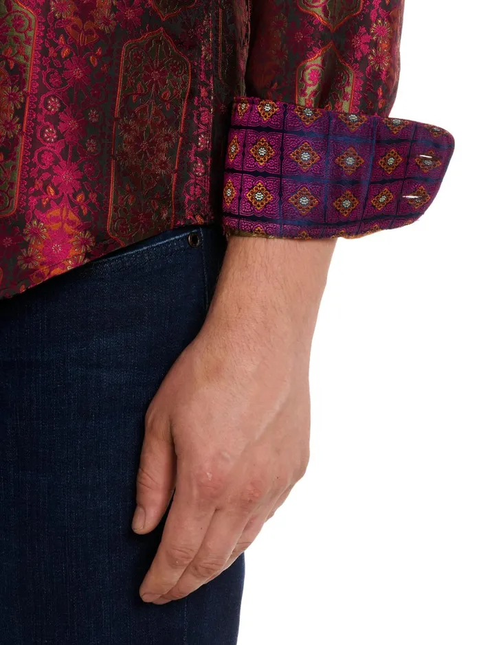 Men Long Sleeve Button Down Shirts Robert Graham LIMITED EDITION THE HIGH RENOWN BUTTON DOWN SHIRT Magenta