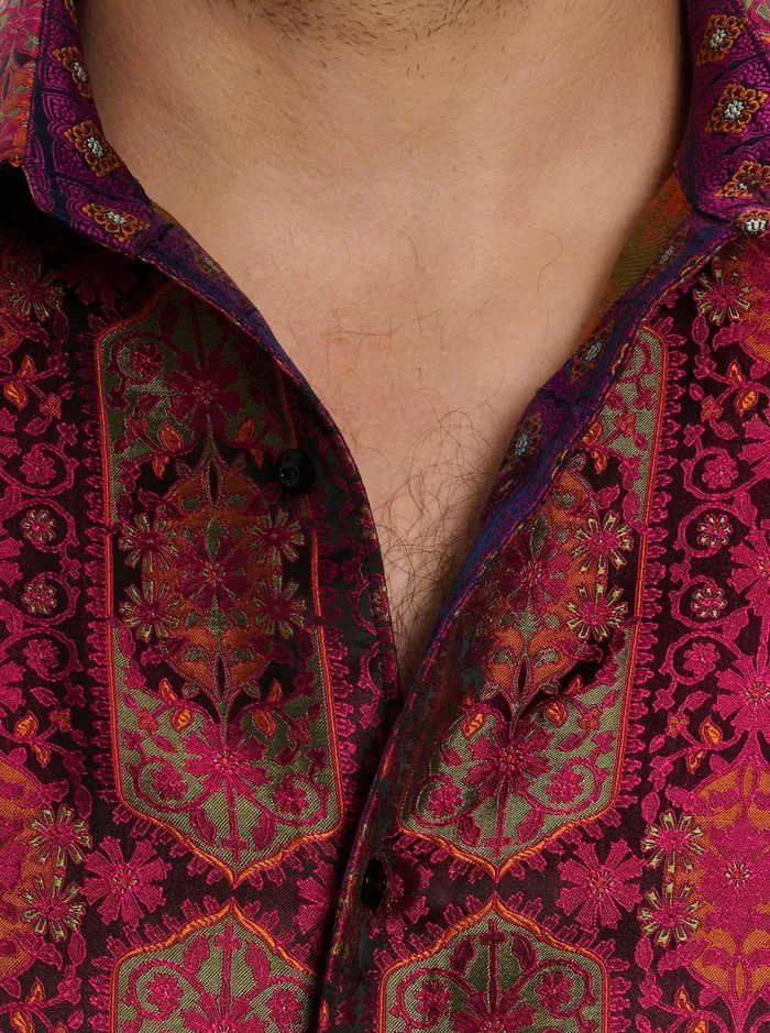 Men Long Sleeve Button Down Shirts Robert Graham LIMITED EDITION THE HIGH RENOWN BUTTON DOWN SHIRT Magenta