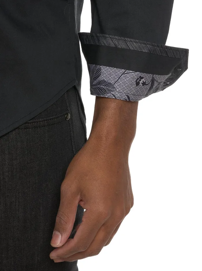 Men Long Sleeve Button Down Shirts Robert Graham MAN CAVE LONG SLEEVE BUTTON DOWN SHIRT Black