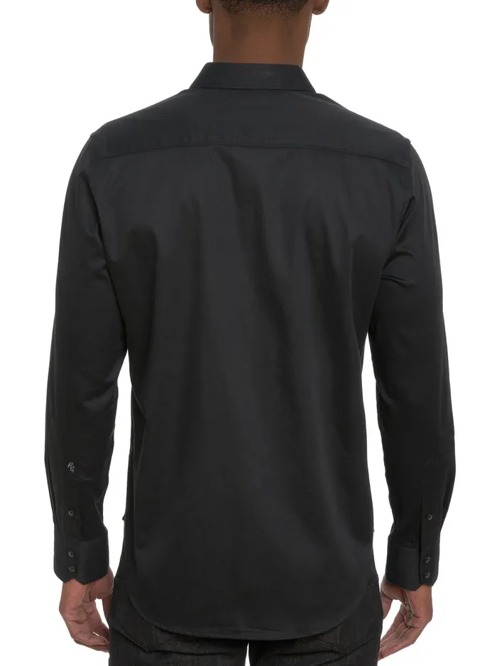 Men Long Sleeve Button Down Shirts Robert Graham MAN CAVE LONG SLEEVE BUTTON DOWN SHIRT Black