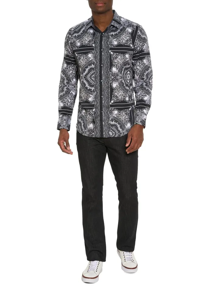 Men Long Sleeve Button Down Shirts Robert Graham RABAT LONG SLEEVE BUTTON DOWN SHIRT Black
