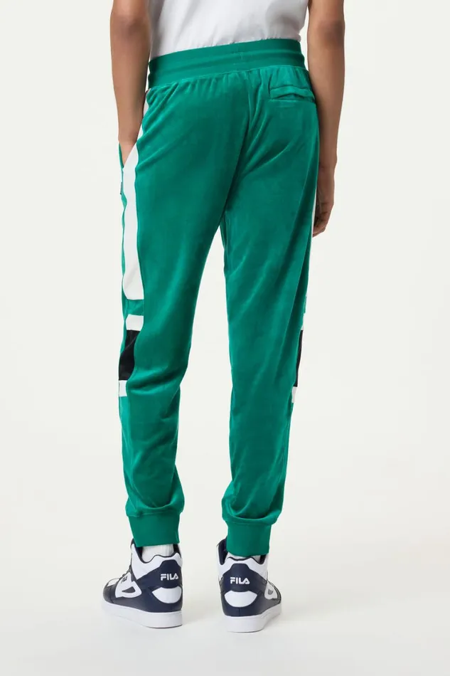 Men Matching Sets Fila Smart Retro Velour Block Track Pants 377 Quetzal Greengardeniablack