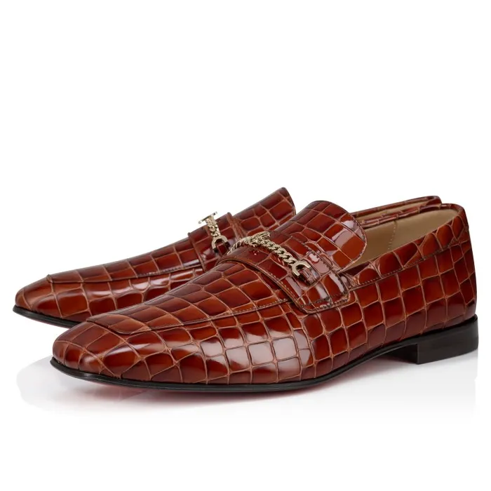 Men MJ Moc Loafers 8211 Alligator Embossed Calf Leather 8211 Acajou Christian Louboutin Loafers and Moccasins Men MJ Moc Loafers 8211 Alligator Embossed Calf Leather 8211 Acajou Christian Louboutin Loafers and Moccasins