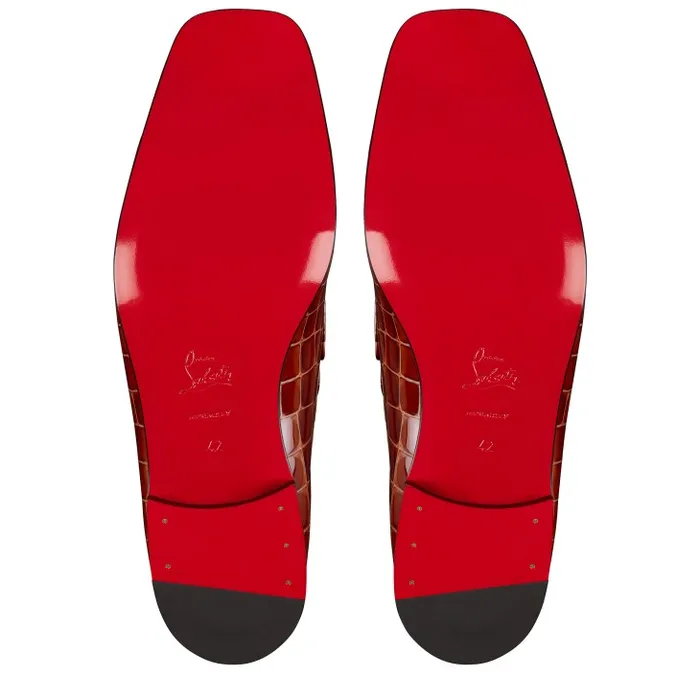 Men MJ Moc Loafers 8211 Alligator Embossed Calf Leather 8211 Acajou Christian Louboutin Loafers and Moccasins