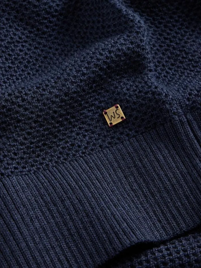Men Newport Merino Wool Henley Dark Navy White Stuff Knitwear