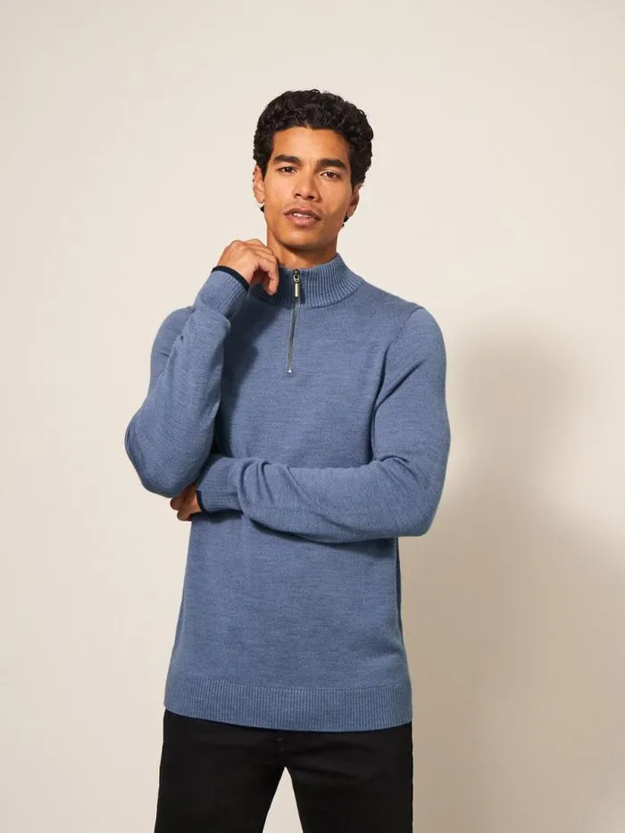 Men Newport Wool Merino Jumper Chambray Blue White Stuff Knitwear Men Newport Wool Merino Jumper Chambray Blue White Stuff Knitwear