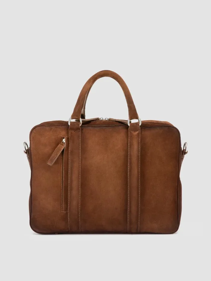 Men Officine Creative Accessories QUENTIN 010 Brown Suede Bag