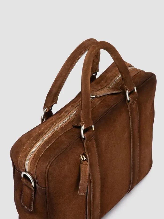 Men Officine Creative Accessories QUENTIN 010 Brown Suede Bag