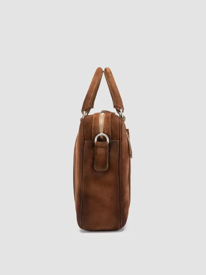 Men Officine Creative Accessories QUENTIN 010 Brown Suede Bag