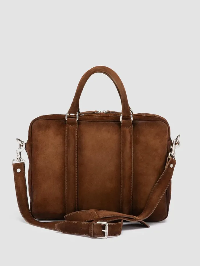 Men Officine Creative Accessories QUENTIN 010 Brown Suede Bag